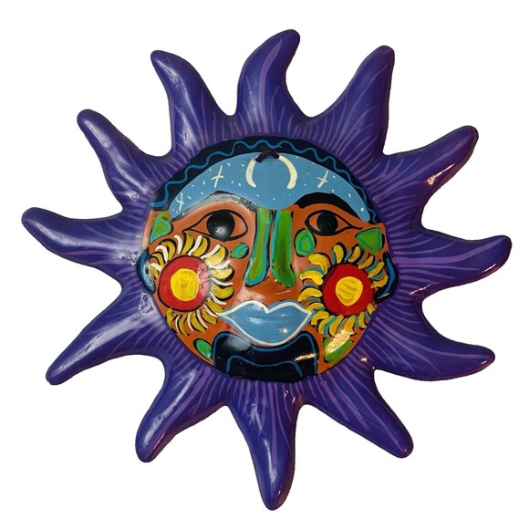 Talavera Other - Talavera Sun Face Wall Art – 10"x10" Hand Painted Mexican Pottery Folk Art